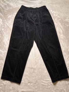 Nico Nicholson & Nicholson Corduroy Pants Womens 40 Black Cropped Wide Leg Japan